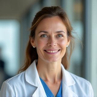 Portrait of Dr. Anya Sharma, a warm and knowledgeable woman