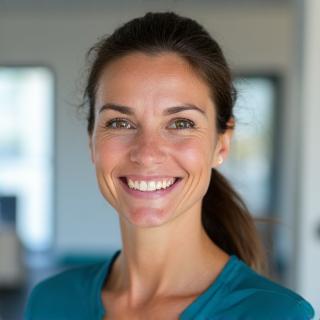 Portrait of Sarah Lee, a friendly and energetic woman
