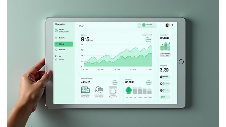 Digital health dashboard showing various biometric data points: heart rate, sleep quality, activity levels, and cognitive scores, with a focus on progress tracking