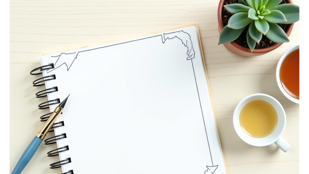 Detailed blueprint with self-care icons like a book, bath, and plant