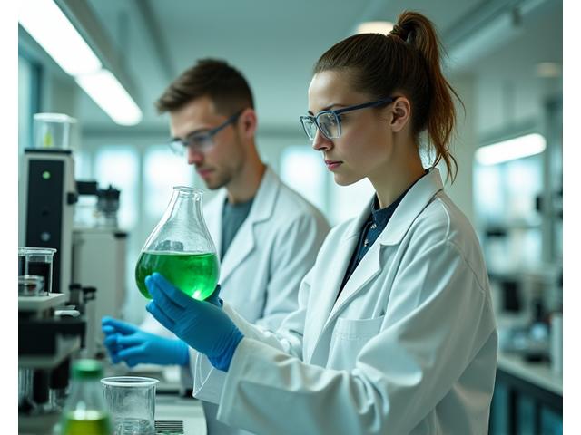 Scientists in lab coats conducting independent product testing.