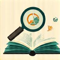 Magnifying glass over a document with data charts, symbolizing research.